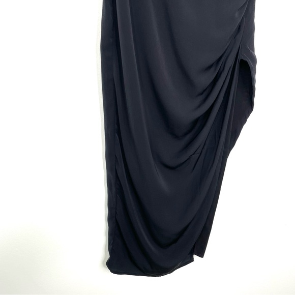 Abercrombie & Fitch Off The Shoulder Ruched Midi Dress Black Size Medium - Picture 7 of 16